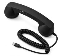 Retro Phone Handset for Cell Phone, Wired Receiver with 1m Cord (Black) | Retro wired handset with a 1m cord; check the selected connector and your device port before ordering.