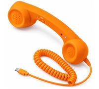 Retro Phone Handset for Cell Phone, Wired Receiver with 1m Cord (Orange) | Retro wired handset with a 1m cord; check the selected connector and your device port before ordering.
