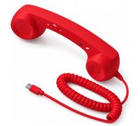 Retro Phone Handset for Cell Phone, Wired Receiver with 1m Cord (Red) | Retro wired handset with a 1m cord; check the selected connector and your device port before ordering.