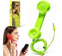 Retro Phone Handset for iphone/android, Retro Ring Phone (Green,3.5mm) | Mobile Calling Accessory, Clear Speaker, Plug And Play, Call Button, Ergonomic Landline-Style Handset, for Smartphone & PC