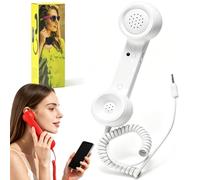 Retro Phone Handset for iphone/android, Retro Ring Phone (White,3.5mm) | Mobile Calling Accessory, Clear Speaker, Plug And Play, Call Button, Ergonomic Landline-Style Handset, for Smartphone & PC
