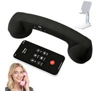 Retro Phone Handset, Type-C Retro Telephone Style Landline Handle Receiver, Wired Plug In Handheld Cell Phone Receiver with Microphone, Bluetooth Telephone Handset for Mobile (Bluetooth,Black)