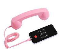 Retro Phone Handset, Type-C Vintage Handset for iPhone & Android, for Video Calls & Conferences (Pink)