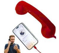Retro Phone Handset, Universal Handset for Cell Phone Type-c or 3.5 mm Port for Cell Mobile Video Conferences Calls Meetings (Red,3.5mm)
