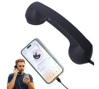 Retro Phone Handset, Universal Handset for Cell Phone Type-c or 3.5 mm Port for Cell Mobile Video Conferences Calls Meetings (Black,3.5mm)