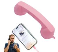 Retro Phone Handset, Universal Handset for Cell Phone Type-c or 3.5 mm Port for Cell Mobile Video Conferences Calls Meetings (Pink,Type-C)