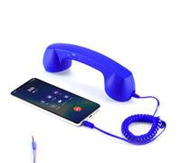 Retro Phone Handset with Wireless and Wired Connectivity via USB-C and AUX 3.5mm, Compatible with Smartphones and Computers for Clear Audio Calls and Vintage Style Experience (3.5mm,Blue)