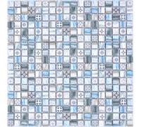 Retrò Piastrelle Mosaico Grigio Blu Vintage Combinato Paraspruzzi 10 Opaco