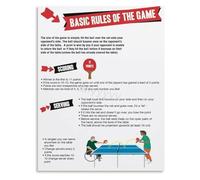 Retro Ping Pong Rules Chalkboard Style Poster Funny House Rules Canvas Wall Art for Basement or Bar Decor(Framed,08x12inch(20x30cm))