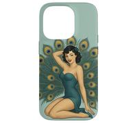 Retro Pinup Pavone Ragazza Design Carino Sexy Cheesecake Style Custodia per iPhone 14 Pro