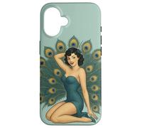 Retro Pinup Pavone Ragazza Design Carino Sexy Cheesecake Style Custodia per iPhone 16
