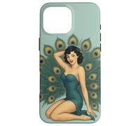 Retro Pinup Pavone Ragazza Design Carino Sexy Cheesecake Style Custodia per iPhone 16 Pro Max