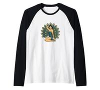 Retro Pinup Pavone Ragazza Design Carino Sexy Cheesecake Style Maglia con Maniche Raglan