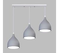 Retro plafoniere,lampada a sospensione industriale a 3 fiamme,moderna lampada a sospensione in metallo, lampada da tavolo da pranzo, lampada a sospensione da soggiorno con presa E27 (Grigio)