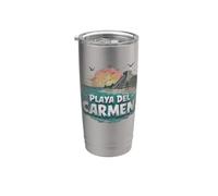 Retro Playa del Carmen paesaggio vintage souvenir Bicchiere termico in acciaio inox doppia parete