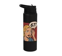Retro Pop Art Comic 6x7 Divertente Matematica Meme 67 Domanda Brainrot Stainless Steel Insulated Water Bottle