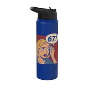 Retro Pop Art Comic 6x7 Divertente Matematica Meme 67 Domanda Brainrot Stainless Steel Insulated Water Bottle