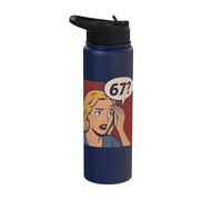 Retro Pop Art Comic 6x7 Divertente Matematica Meme 67 Domanda Brainrot Stainless Steel Insulated Water Bottle