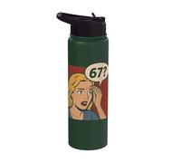 Retro Pop Art Comic 6x7 Divertente Matematica Meme 67 Domanda Brainrot Stainless Steel Insulated Water Bottle