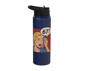 Retro Pop Art Comic 6x7 Divertente Matematica Meme 67 Domanda Brainrot Stainless Steel Insulated Water Bottle