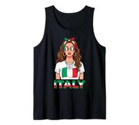 Retro Pop Art Ragazza con Bandiera Italia Canotta