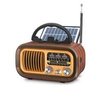 Retro Portable Radio - Am/fm/sw, Bluetooth, Solar/d Battery/usb-c, , Tf/usb Playback, Vintage Sound