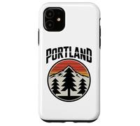 Retro Portland Sunset Mountain Design Vintage Oregon Forest Custodia per iPhone 11
