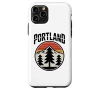 Retro Portland Sunset Mountain Design Vintage Oregon Forest Custodia per iPhone 11 Pro