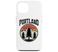 Retro Portland Sunset Mountain Design Vintage Oregon Forest Custodia per iPhone 13