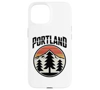 Retro Portland Sunset Mountain Design Vintage Oregon Forest Custodia per iPhone 15