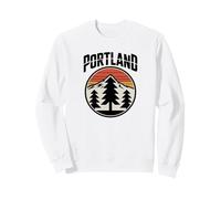 Retro Portland Sunset Mountain Design Vintage Oregon Forest Felpa