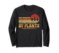 Retro Pots Easily Distracted By Plants | Botany Plant Lover Maglia a Manica