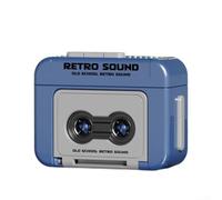 Retro-progettato per mini registratore a nastro portachiavi per la portabilità compatta e identità visiva a tema cassetta (blu)