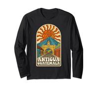 Retro Psychedelic Antigua Guatemala Travel Poster Maglia a Manica