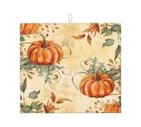 Retro Pumpkin Drying Pad Thanksgiving Tappetino Asciugare Piatti Tappetini Bancone Cucina Microfibra Tappetino Scolastoviglie Per Caffettiera Piani Ripiano Per Cucchiai 46X61Cm