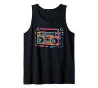 Retro Radio Gocciolante Vernice Colorata Musica Arte Concerto DJ Canotta