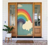 Retro Rainbow Cloud Print No.31 Coperture decorative per porta, decorazione per interni ed esterni, primavera, estate, autunno, inverno, Halloween, Natale, decorazioni per la casa