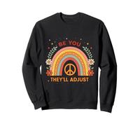 Retro Rainbow Peace Graphic Be You They Will Adjust Felpa
