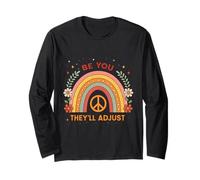 Retro Rainbow Peace Graphic Be You They Will Adjust Maglia a Manica