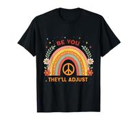 Retro Rainbow Peace Graphic Be You They Will Adjust Maglietta