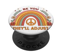 Retro Rainbow Peace Graphic Be You They Will Adjust PopSockets PopGrip Adesivo