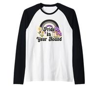 Retro Rainbow Pride is Year Round Daisies Asexual Colors Maglia con Maniche Raglan