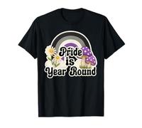 Retro Rainbow Pride is Year Round Daisies Asexual Colors Maglietta