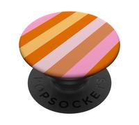 Retro Rainbow Stripe Striped Groovy 70s Pink Orange Yellow PopSockets PopGrip Adesivo