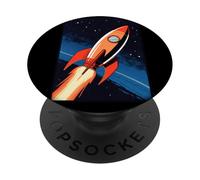 Retrò, razzo, nave, in, spazio PopSockets PopGrip Adesivo