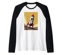 Retro Razzo Nave su Marte Maglia con Maniche Raglan