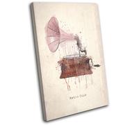 Retro Record Player Paint Vintage SINGLE TELA parete arte foto stampa