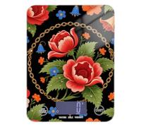 Retro Red Peonia Fiori di Cottura Bilancia da Cucina per Cibo 5kg/5g Intelligente Piccola Bilancia Digitale Grammi con 4 Unità per Fare Sapone Dieta Perdita di Peso Bascula Digital de peso para comida