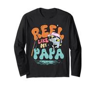 Retro Reel Like My Papa Funny tee for Fishing Son Daughter Maglia a Manica