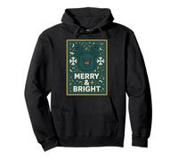 Retro Renna Merry And Bright Christmas Art Felpa con Cappuccio